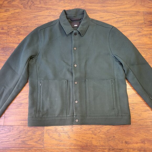 AWAY Travel Olive Green Zipper Pocket Collared Snap Button-Front Jacket sz XL - Picture 1 of 6